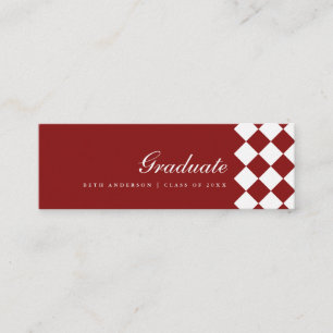 Tarjeta de Nombre de Graduación Cuadrada en Rojo V