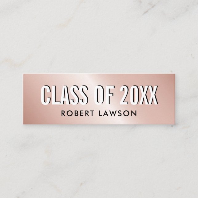 Tarjeta de nombre de graduación de clase Luxe Gold (Anverso)