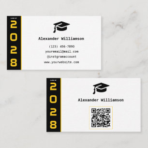 Tarjeta de nombre de graduación de código QR negro
