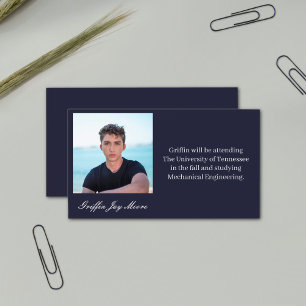 Tarjeta de nombre de graduación de fotografía mode