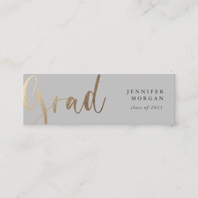 tarjeta de nombre de graduación de guión dorado (Anverso)