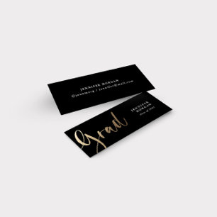 Tarjeta de nombre de graduación de guión dorado de