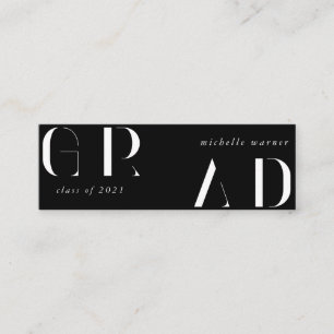 tarjeta de nombre de graduación de guión moderno e