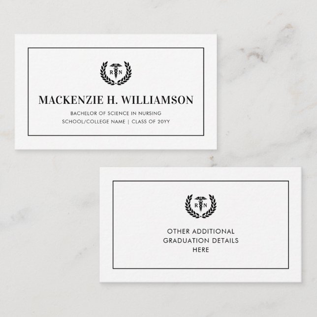 Tarjeta de nombre de graduación de la escuela de E (Anverso / Reverso)