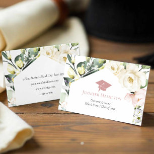 Tarjeta de nombre de graduación de marco floral Bo