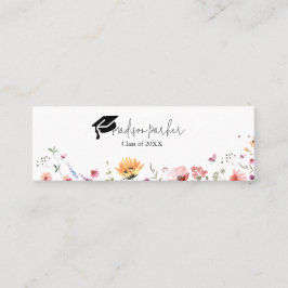 Tarjeta de nombre de graduación del jardín de flor