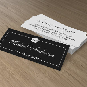 Tarjeta de nombre de graduación - Elegante blanco 