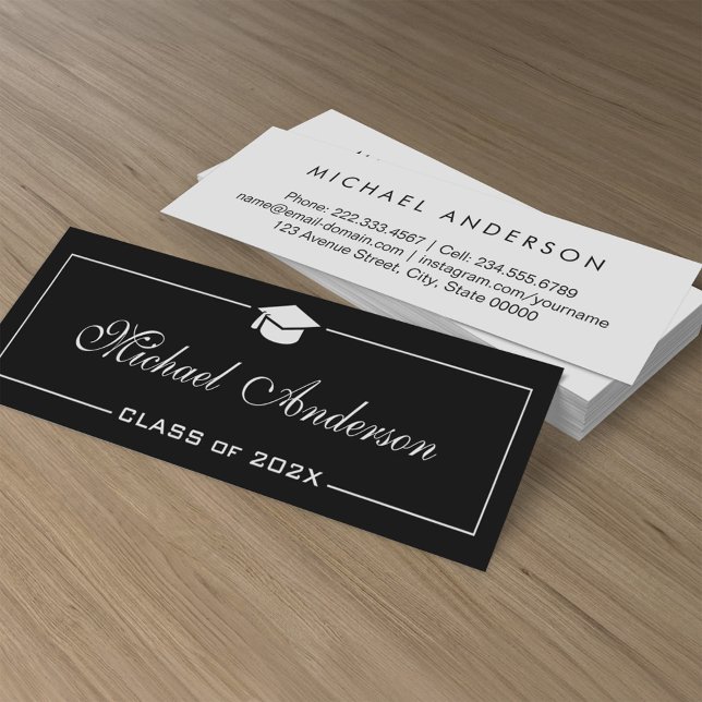 Tarjeta de nombre de graduación - Elegante blanco  (Subido por el creador)