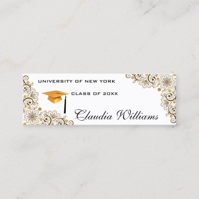 Tarjeta de nombre de graduación - Elegante tarjeta (Anverso)