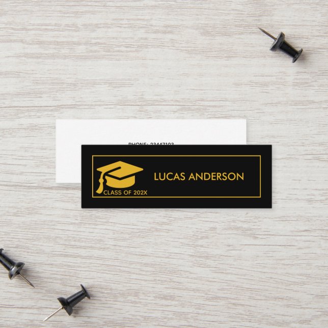 Tarjeta de nombre de graduación - Elegante tarjeta (Anverso/Reverso In Situ)