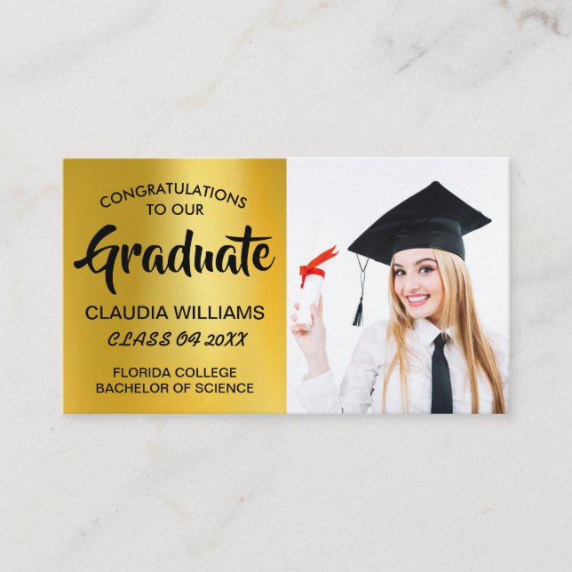 Tarjeta de nombre de graduación - Elegante tarjeta (Anverso)
