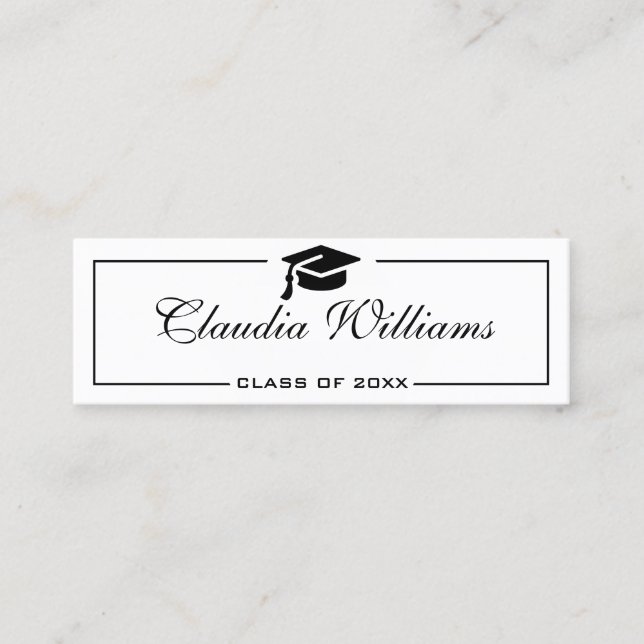 Tarjeta de nombre de graduación . Elegante tarjeta (Anverso)