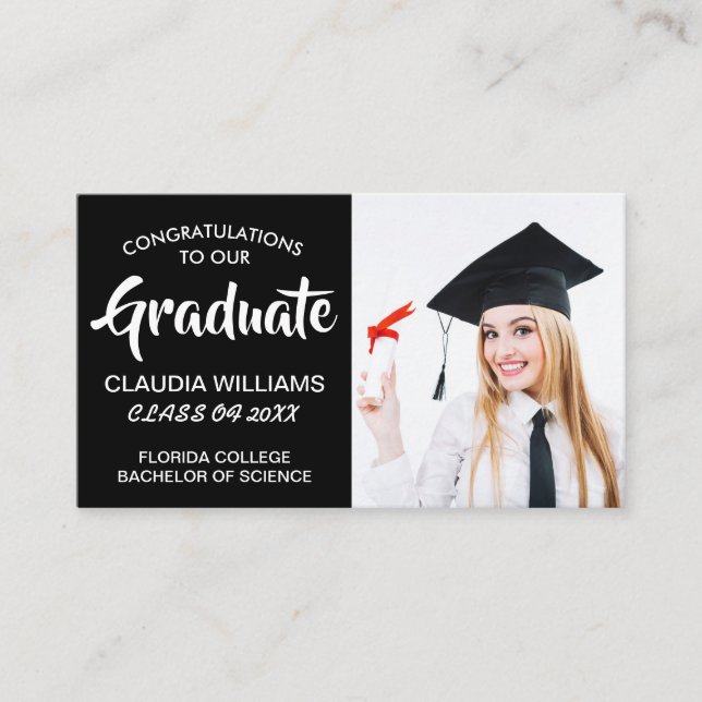 Tarjeta de nombre de graduación - Elegante tarjeta (Anverso)