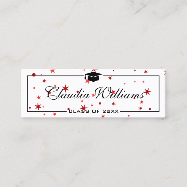 Tarjeta de nombre de graduación . Elegante tarjeta (Anverso)