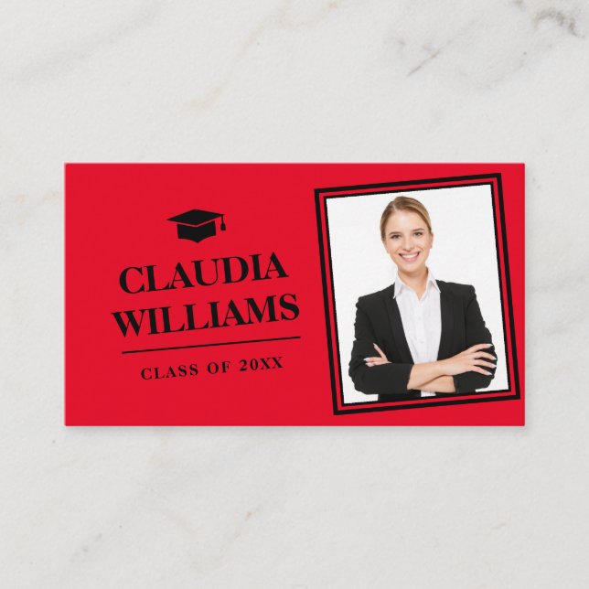 Tarjeta de nombre de graduación - Elegante tarjeta (Anverso)