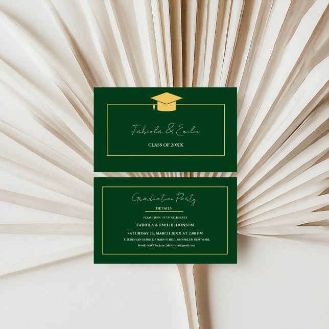 Tarjeta de nombre de graduación gemela moderna Ins (Subido por el creador)