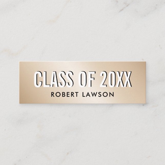Tarjeta de nombre de graduación Gold Metallic Luxe (Anverso)