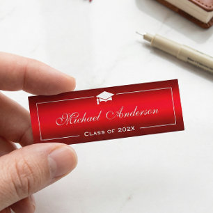 Tarjeta de nombre de graduación - Gradiente rojo p