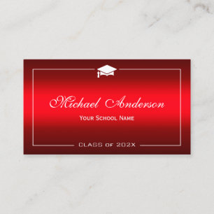Tarjeta de nombre de graduación - Gradiente rojo p