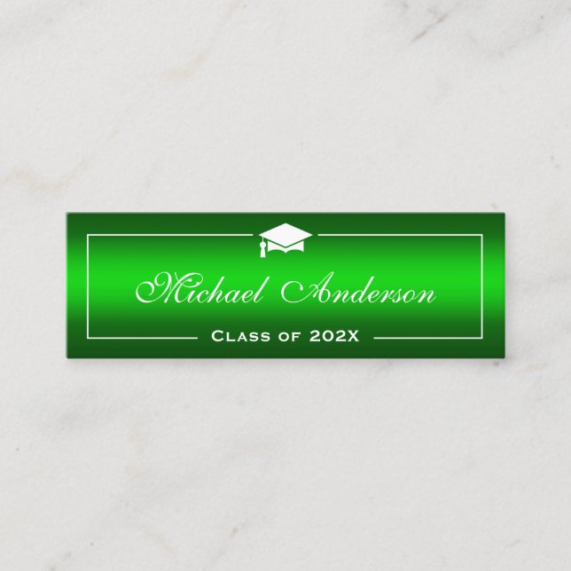 Tarjeta de nombre de graduación - Gradiente verde  (Anverso)