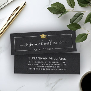 Tarjeta de nombre de graduación Guión moderno Inse