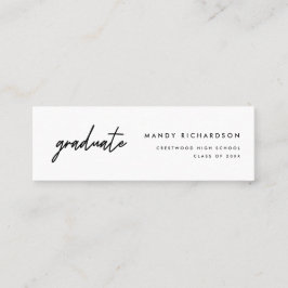 Tarjeta de nombre de graduación minimalista en neg