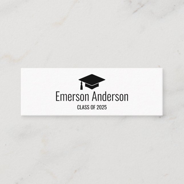 Tarjeta de nombre de graduación minimalista modern (Anverso)