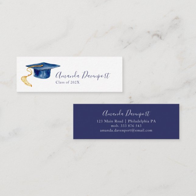 Tarjeta de nombre de graduación moderna (Anverso / Reverso)