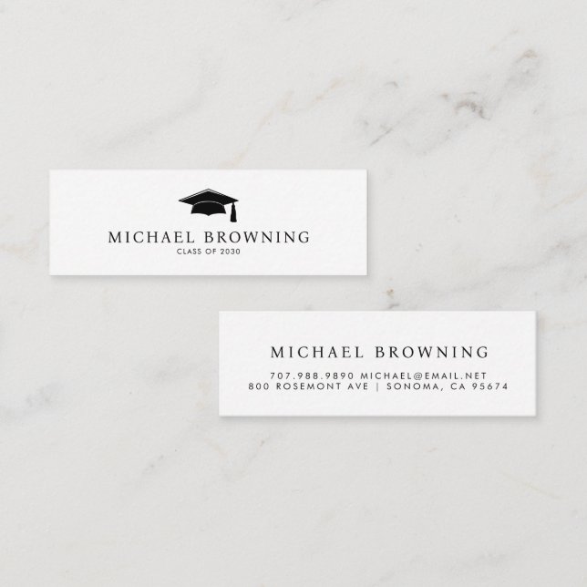 Tarjeta de nombre de graduación moderna simple Ins (Anverso / Reverso)