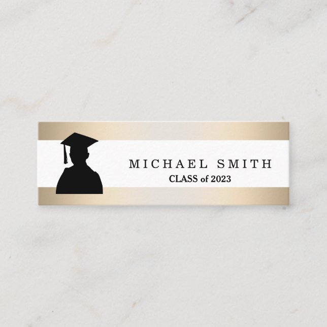 Tarjeta de nombre de graduación moderna y elegante (Anverso)