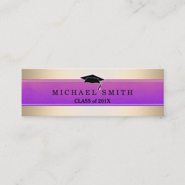 Tarjeta de nombre de graduación moderna y elegante (Anverso)