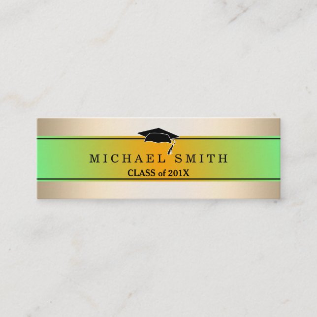 Tarjeta de nombre de graduación moderna y elegante (Anverso)