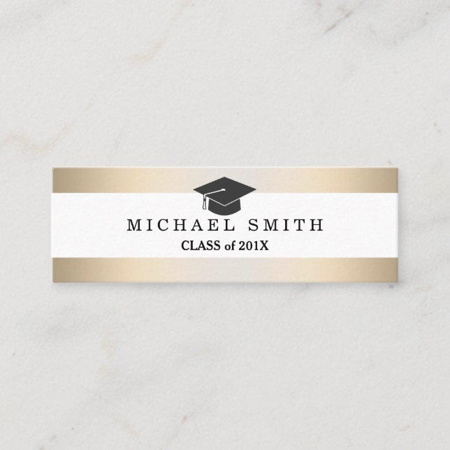 Tarjeta de nombre de graduación moderna y elegante (Anverso)