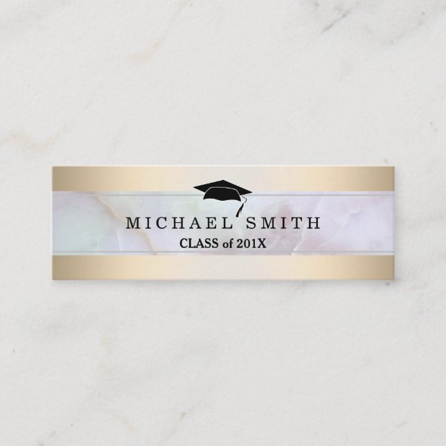Tarjeta de nombre de graduación moderna y elegante (Anverso)