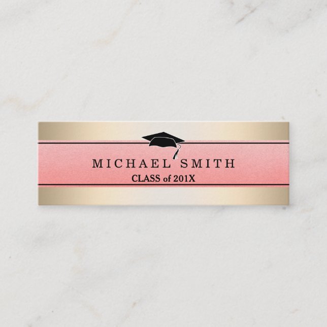 Tarjeta de nombre de graduación moderna y elegante (Anverso)
