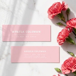 Tarjeta de nombre de graduación rosa blush minimal