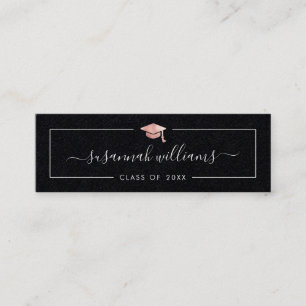 Tarjeta de nombre de graduación Rosa de guión mode