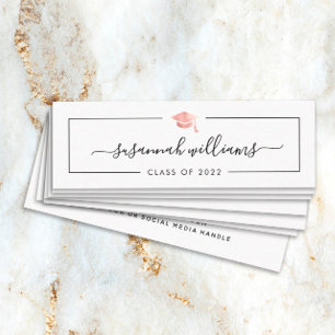 Tarjeta de nombre de graduación Rosa de guión mode