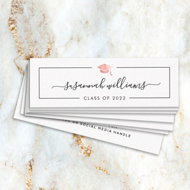 Tarjeta de nombre de graduación Rosa de guión mode (Subido por el creador)