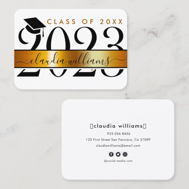 Tarjeta de nombre de graduación - Tarjeta de inser (Anverso / Reverso)