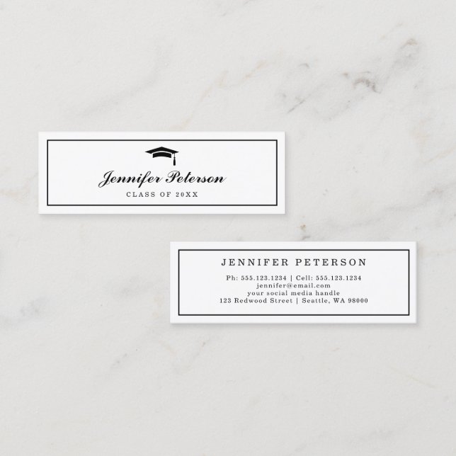 Tarjeta de nombre de graduación Tarjeta de inserci (Anverso / Reverso)