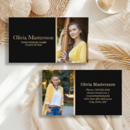 Tarjeta de Nombre de Graduado con 2 Fotos Black Go