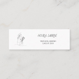 Tarjeta de nombre de graduado de arte de línea de 