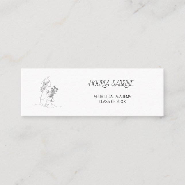 Tarjeta de nombre de graduado de arte de línea de  (Anverso)
