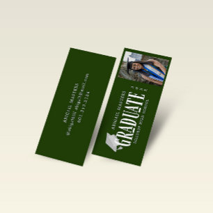 Tarjeta de nombre de graduado de foto con guión el