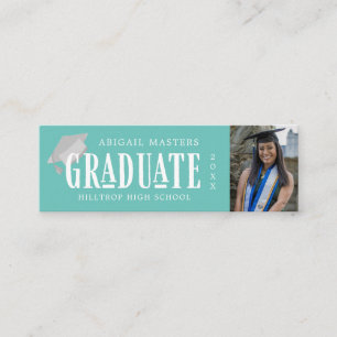 tarjeta de nombre de graduado de foto de guión ele
