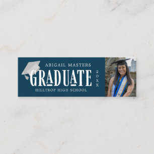 tarjeta de nombre de graduado de foto de guión ele