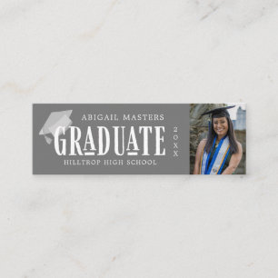 tarjeta de nombre de graduado de foto de guión ele