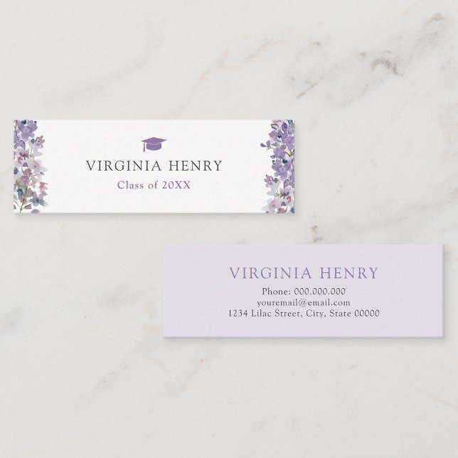 Tarjeta de nombre de graduado elegante (Elegant Lilac Graduate Name Card by Painted Paperie
)