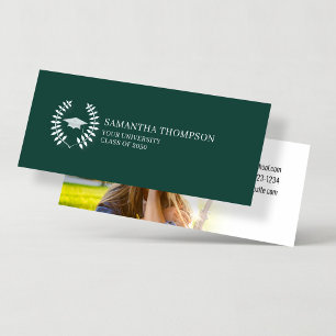 Tarjeta de nombre de graduado Foto de color blanco